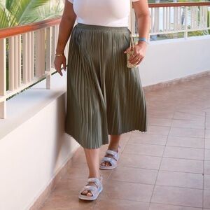 Sage Green Pleated Skirt